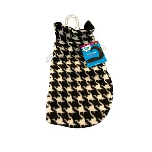 Play On! Dog Fleece Vest Pet Size M Black White‎ Houndstooth NEW Woof Wear